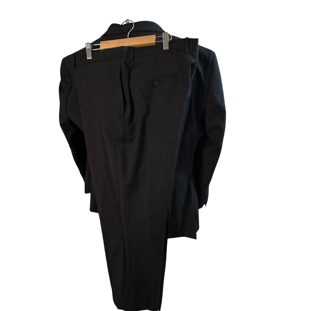 Pronto‎ Uomo Men Solid Black Wool Blend 3 Piece Suit Size 48x 43 Regular